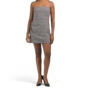 House Of Harlow 1960 Strapless Ruched Dress‎ Plaid Sz L- NWT